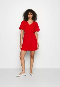 Anna Field V-Neck Sleeve Dress - Robe De Jour - Dark Red -Anna Field Boutique 05689bd42fac47e48fb1df1d3913ed34