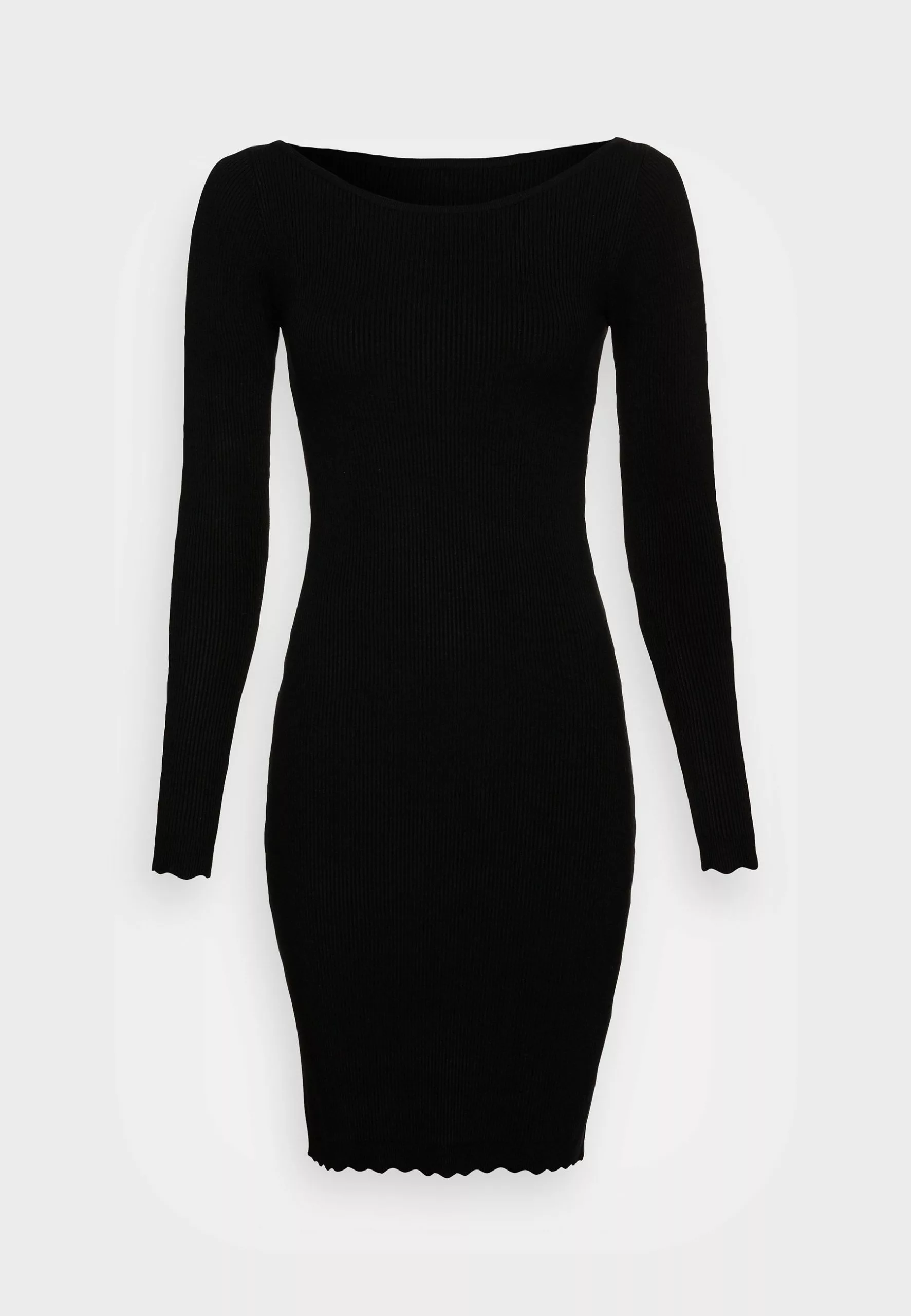 Anna Field Boat Ausschnitt Mini Strickkleid Mit Geschweiften Rändern - Robe Pull - Black 1 Anna Field Boat Ausschnitt Mini Strickkleid Mit Geschweiften Rändern - Robe Pull - Black