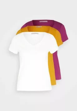 Anna Field 3 Pack - T-Shirt Basique - Dark Yellow/Purple/White -Anna Field Boutique 23df2abe76ef48529413e69d385446ee