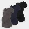 3 Pack - T-Shirt Imprimé - Black /Dark Grey/Dark Blue