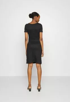 Short Sleeves Ruched Waist Mini Flared Dress - Robe En Jersey - Black -Anna Field Boutique 2adfa25012d34af7bc292437f6e55ebc
