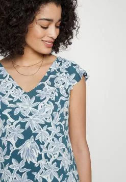 Midi V Flared Dress Witrh Ruffle Sleevees - Robe En Jersey - Dark Blue/Blue -Anna Field Boutique 3e624a7562d3474eb634dd22da87092f