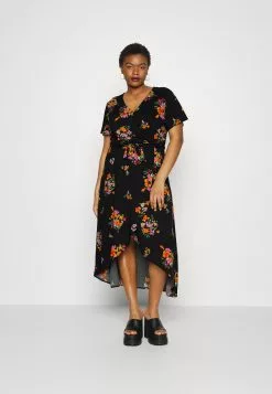 Wrap Dress High Low Hem - Robe De Jour - Black