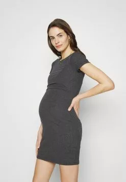 Short Sleeves - Robe En Jersey - Mottled Dark Grey