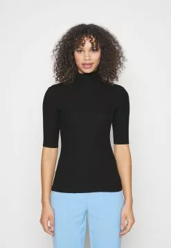 Slim Turtleneck Half Sleeves - T-Shirt Basique - Black