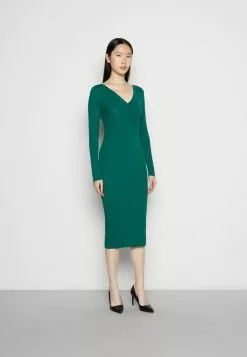Anna Field V Ausschnitt Bodycon Midi Strickkleid - Robe Fourreau - Green