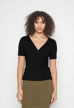 Tall Wrap Over Gathering Sleeves - T-Shirt Basique - Black