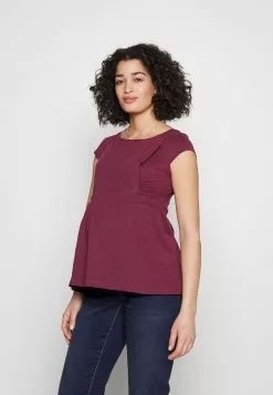 Maternity Baby Doll Nursing Tee - T-Shirt Imprimé - Dark Red