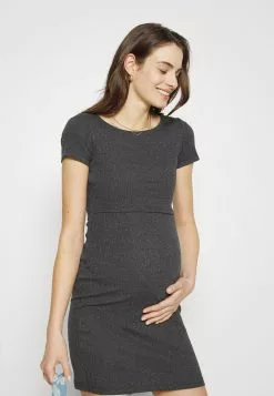 Short Sleeves - Robe En Jersey - Mottled Dark Grey -Anna Field Boutique c43c1acc53fa4f7aba38b9e5cc96a3b1