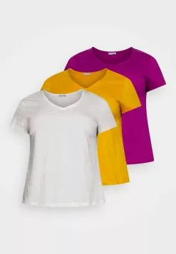 3 Pack - T-Shirt Basique - White/Dark Yellow/Purple -Anna Field Boutique c92a2b20ff314f6198b11ada235df7d1