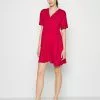 Short Sleeves Flared Mini Dress - Robe En Jersey - Red