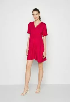 Short Sleeves Flared Mini Dress - Robe En Jersey - Red