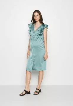 Mama Dress Mid Dress Open Slips - Robe De Soirée - Light Green