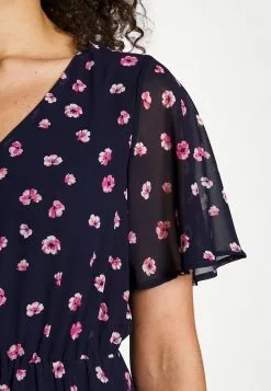 Anna Field V-Neck Sleeve Dress - Robe De Jour - Dark Blue/Pink -Anna Field Boutique e22117504d58447ebe18dcca7cc0861c