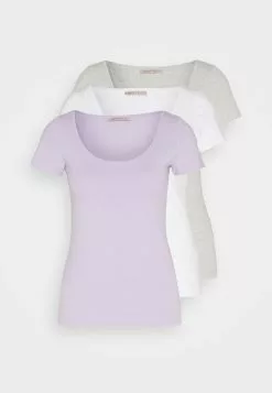 Anna Field 3 Pack - T-Shirt Basique - Purple/White/Mottled Light Grey -Anna Field Boutique ea599051637b41e2bfffcd2a4b84a87e