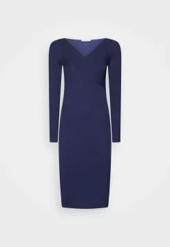 Anna Field V Ausschnitt Bodycon Midi Strickkleid - Robe Fourreau - Dark Blue