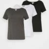 3Er Pack - T-Shirt Basique - White/Black/Dark Grey