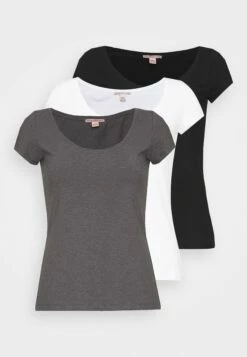 3 Pack - T-Shirt Basique - White/Black/Dark Grey -Anna Field Boutique 7a36f99eded3421f819cec9eec327d20