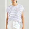 Anna Field Placed Stripe Flamingo Francesca - T-Shirt Imprimé - White